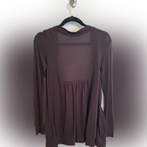 Brown button up cardigan, long,